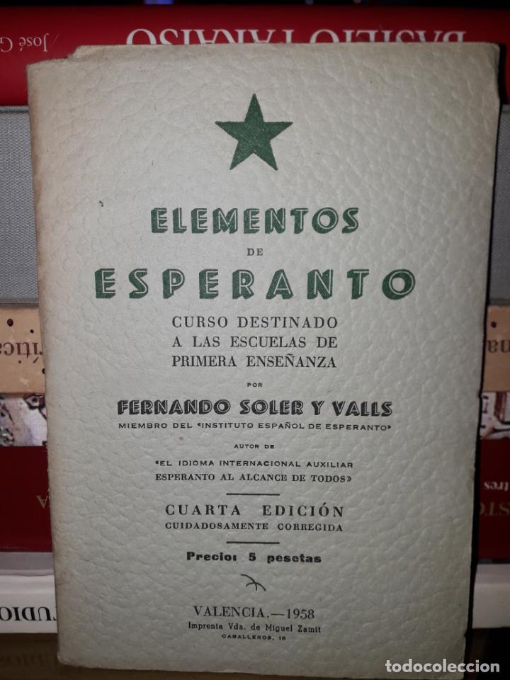 Libros de segunda mano: ELEMENTOS DE ESPERANTO A&Ntilde;O 1958 - Foto 1