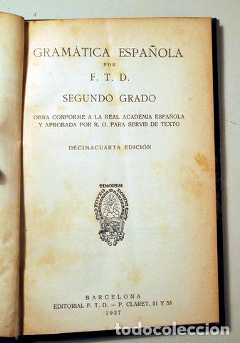 Libros de segunda mano: GRAM&Aacute;TICA ESPA&Ntilde;OLA - Barcelona 1927 - Foto 1