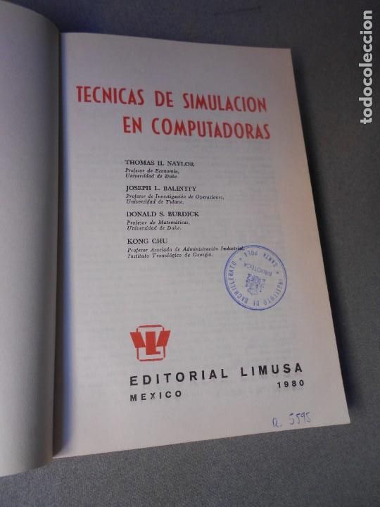 Libros de segunda mano: TECNICAS DE SIMULACION EN COMPUTADORES - Foto 2