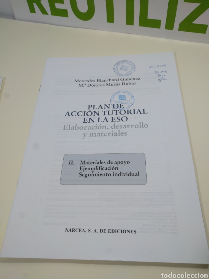Libros de segunda mano: Plan de acci&oacute;n tutorial en la ESO. Elaboracion, desarrollo y materiales. Narcea. Ediciones - Foto 4