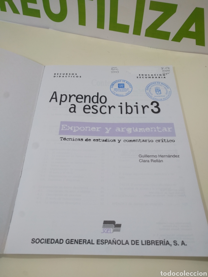 Libros de segunda mano: Aprendo a escribir 3. Exponer y argumentar. - Foto 3