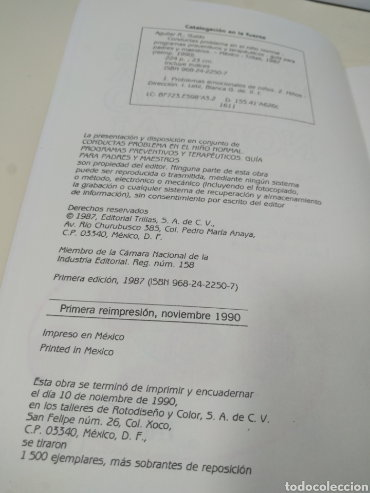 Libros de segunda mano: Conductas problemas en el ni&ntilde;o normal programas preventivos y terap&eacute;uticos. - Foto 5