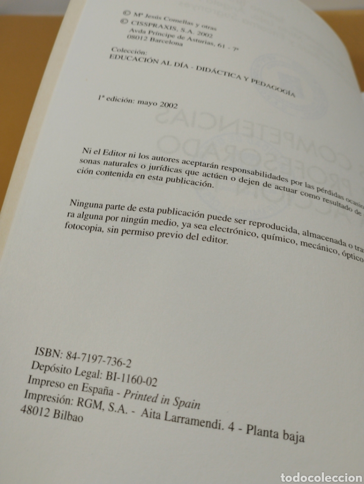 Libros de segunda mano: Las competencias del profesorado para la acci&oacute;n tutorial. Praxis. - Foto 4