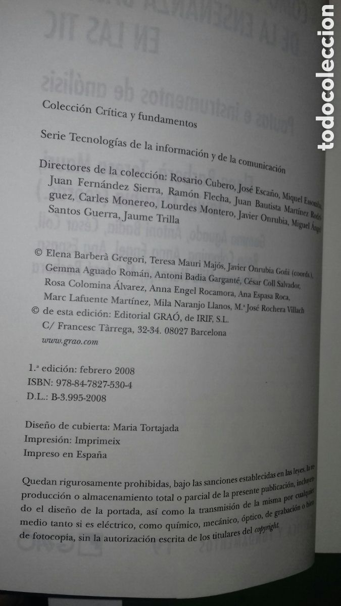 Libros de segunda mano: COMO VALORAR LA CALIDAD DE LA ENSE&Ntilde;ANZA BASADA EN LAS TIC. VV.AA. ED.GRAO, 2008 - Foto 4