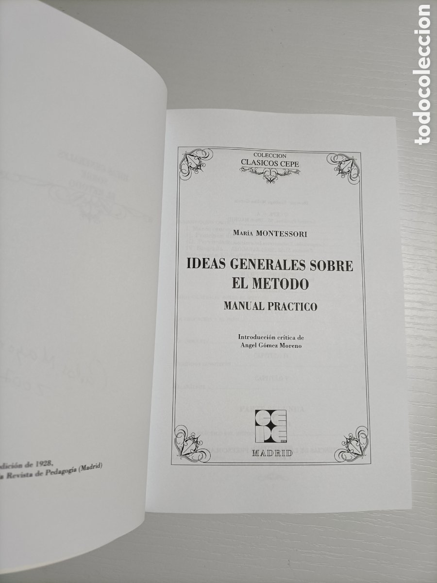 LIBRO IDEAS GENERALES SOBRE MI MÉTODO - MANUAL PRÁCTICO MONTESSORI