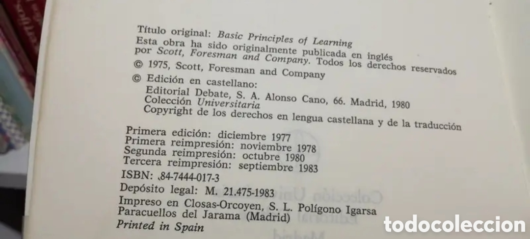 Libros de segunda mano: Principios b&aacute;sicos del aprendizaje. Roger M. Tarpy. - Foto 7