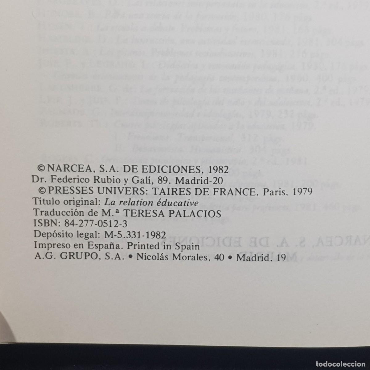 Libros de segunda mano: LA RELACION EDUCATIVA - MARCEL POSTIC - NARCEA / 433 - Foto 4