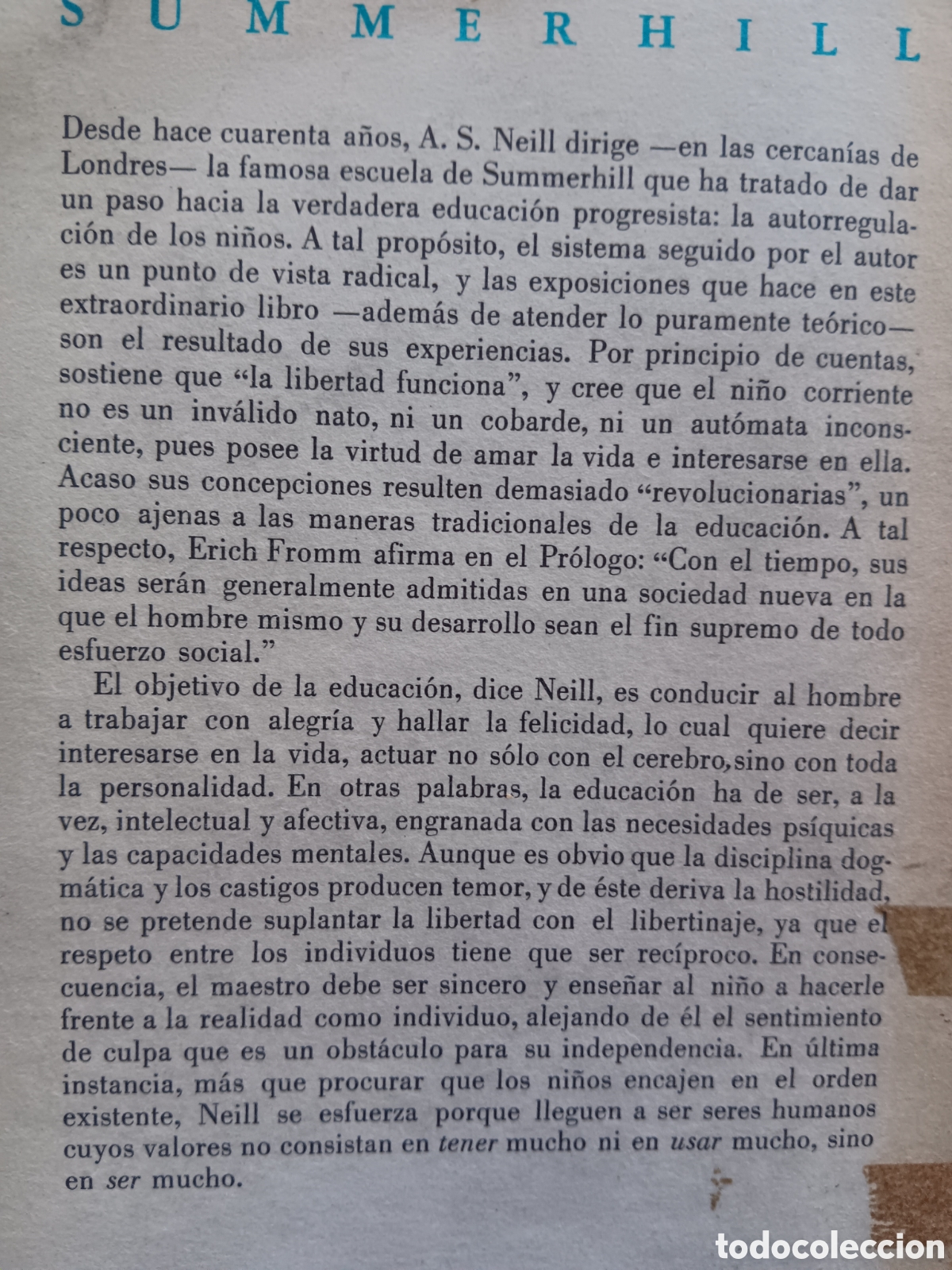 Libros de segunda mano: A. S. Neill. Summerhill - Foto 2