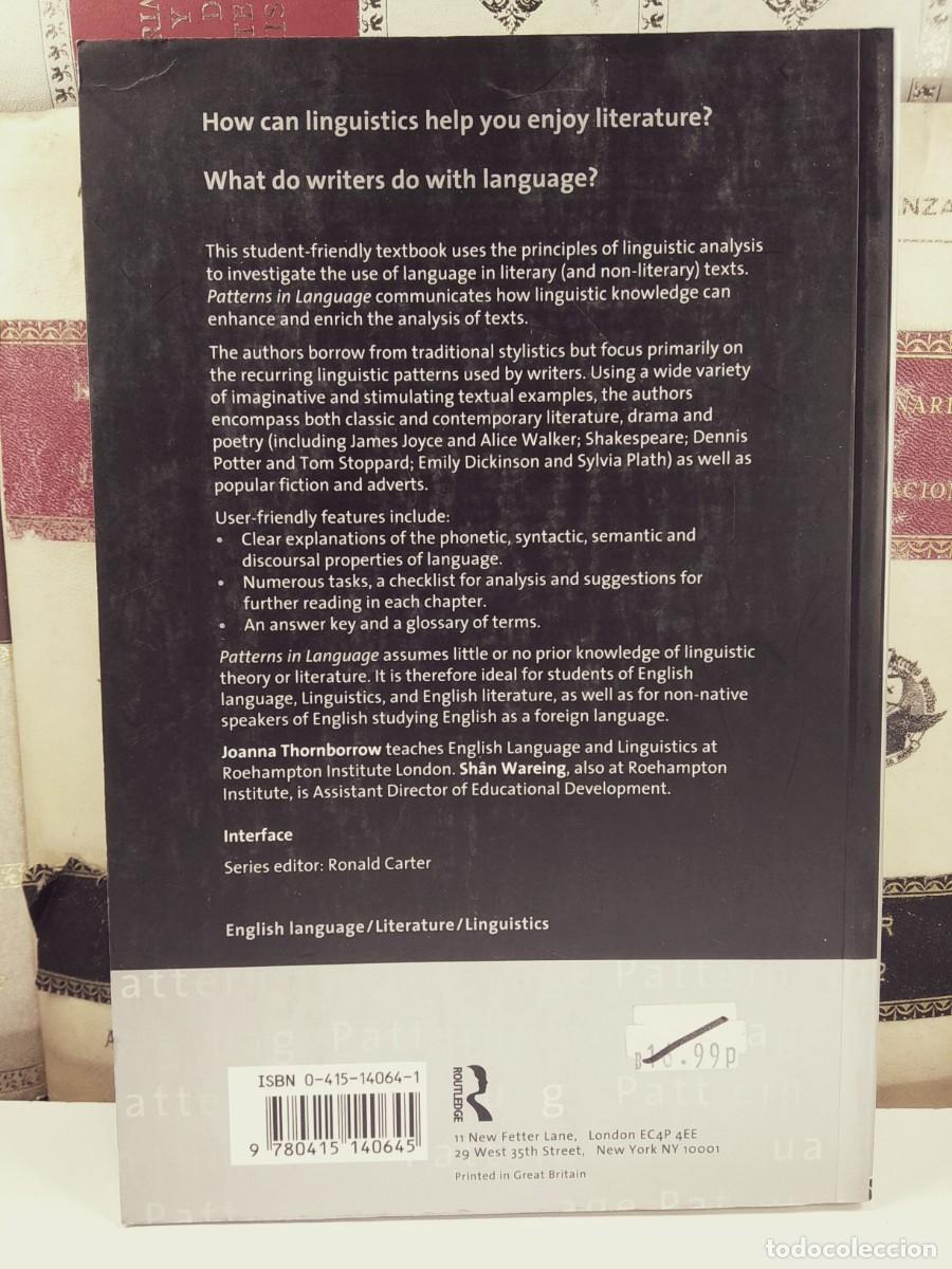 Libros de segunda mano: INTERFACE. PATTERNS IN LANGUAGE. AN INTRODUCTION TO LANGUAGE AND LITERARY STYLE. - Foto 3