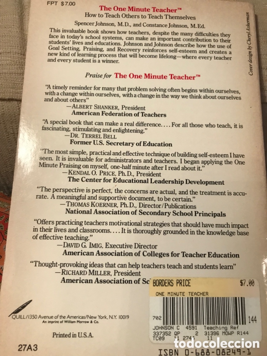 Libros de segunda mano: One minute teacher. Johnson & Johnson - Foto 2