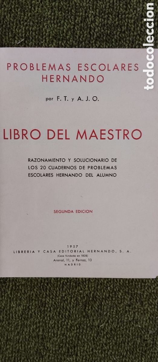 Libros de segunda mano: Problemas escolares Hernando, Libro del Maestro - Foto 2