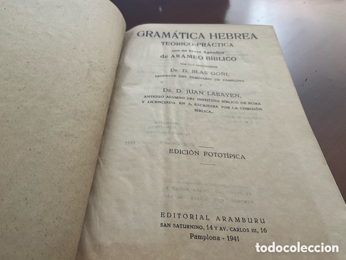 Libros de segunda mano: Gram&aacute;tica hebrea. Te&oacute;rico - Pr&aacute;ctica. Go&ntilde;i y Labayen. - Foto 2