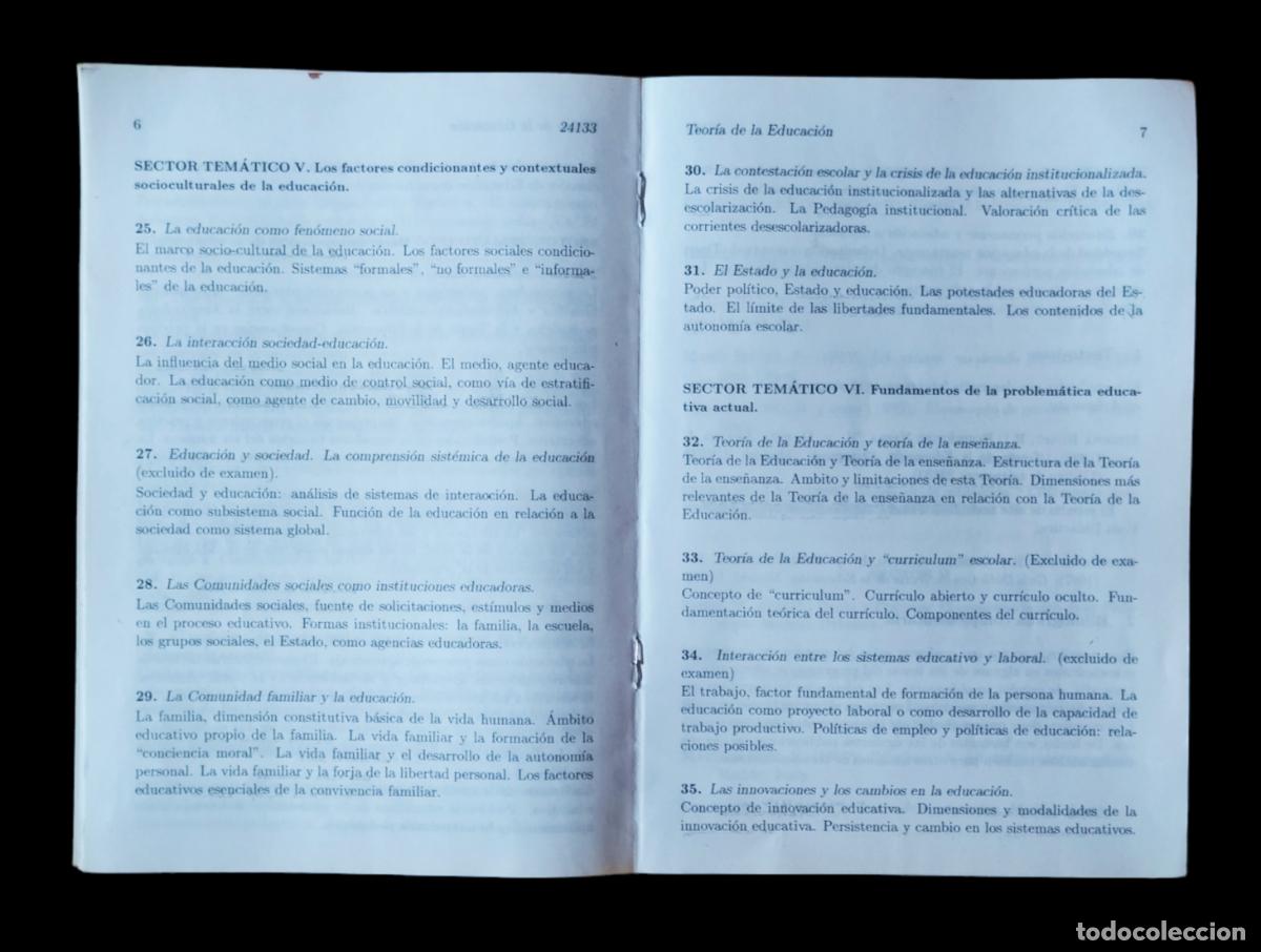 Libros de segunda mano: TEOR&Iacute;A DE LA EDUCACI&Oacute;N - PROGRAMA / ROGELIO MEDINA RUBIO. - Foto 2
