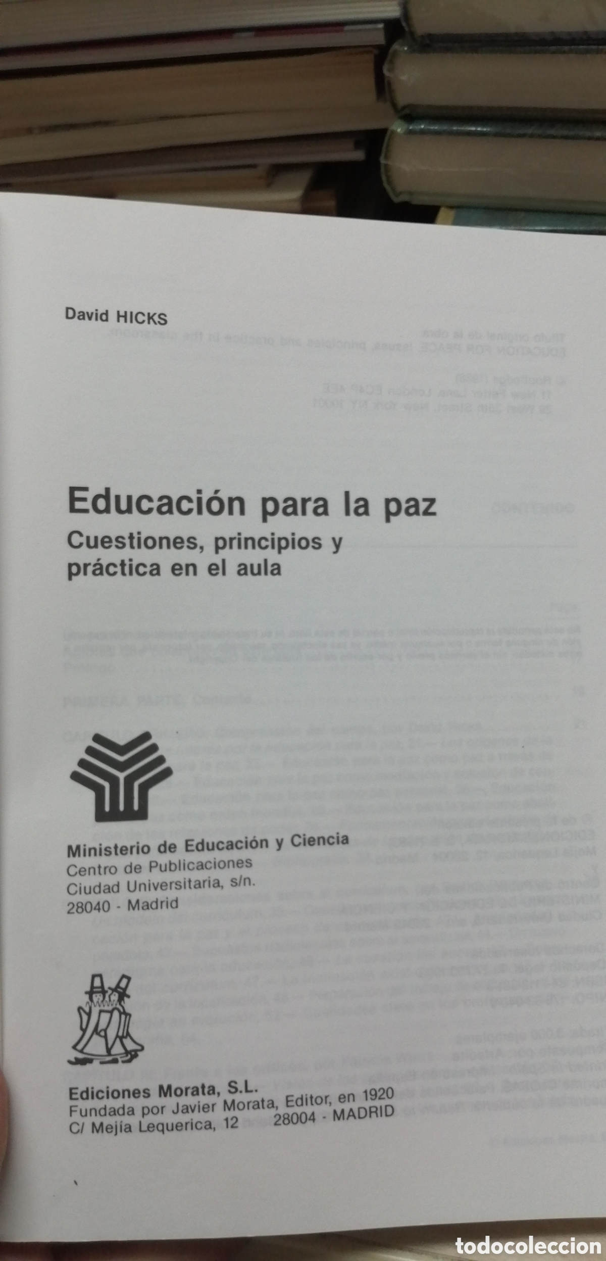 Libros de segunda mano: Educaci&oacute;n para la paz D. Hicks Ediciones Morata - Foto 5