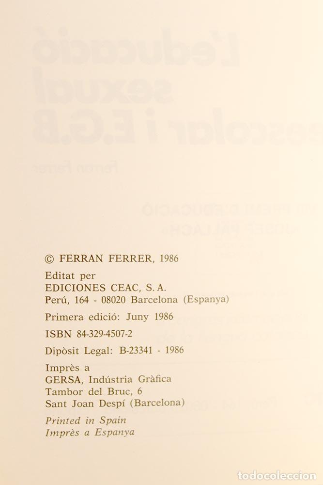 Libros de segunda mano: Leducaci&oacute; sexual a preescolar i E.G.B. - Ferran Ferrer - Foto 4