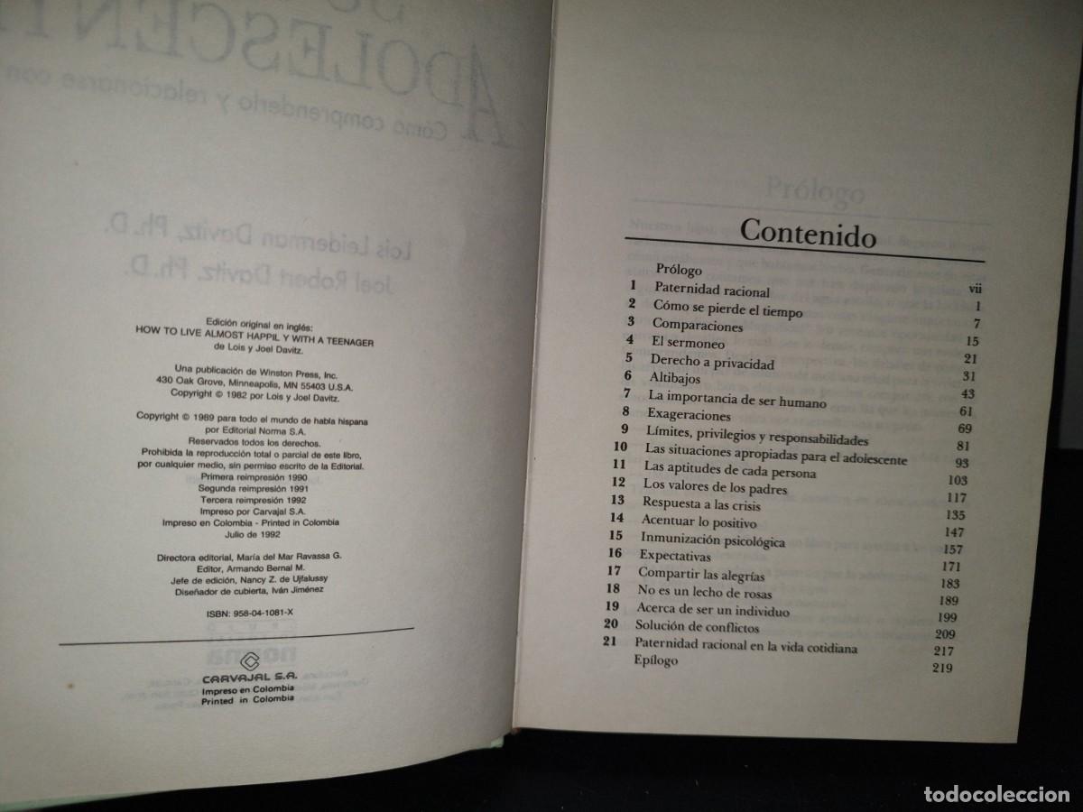 Libros de segunda mano: 204- SU HIJO ADOLESCENTE. C&Oacute;MO COMPRENDERLO Y RELACIONARSE CON &Eacute;L - LOIS LEIDERMAN DAVITZ - Foto 6