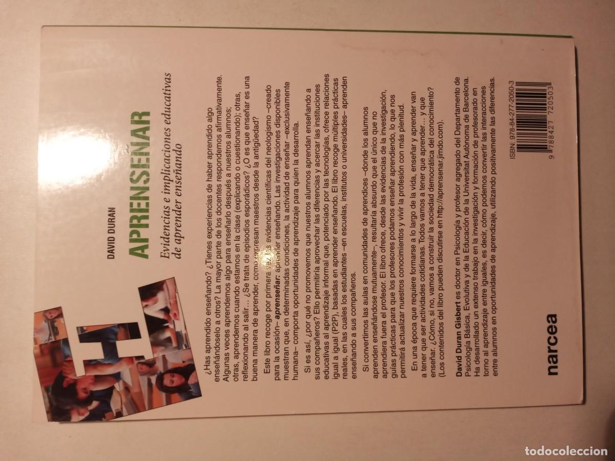 Libros de segunda mano: APRENSE&Ntilde;AR. EVIDENCIAS E IMPLICACIONES EDUCATIVAS DE APRENDER ENSE&Ntilde;ANDO - DAVID DURAN 2014 NARCEA - Foto 3