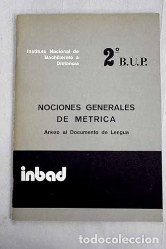 Libros de segunda mano: Nociones Generales de M&eacute;trica. Anexo al Documento de Lengua. 2&ordm; B.U.P