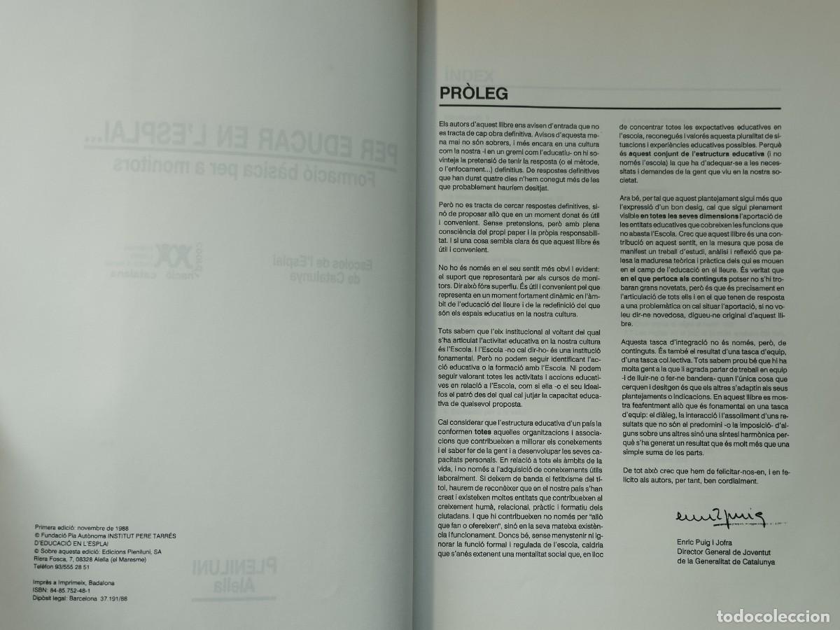 Libros de segunda mano: Per educar en lEsplai... Formaci&oacute; b&agrave;sica per a monitors - Foto 2