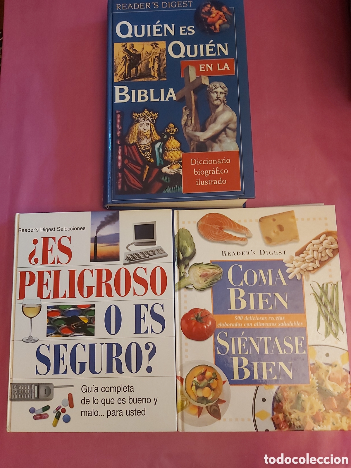 Libros de segunda mano: 3 LIBROS READERS DIGEST QUIEN ES QUIEN EN LA BIBLIA COMA BIEN SIENTASE BIEN ES PELIGROSO O ES SEGURO
