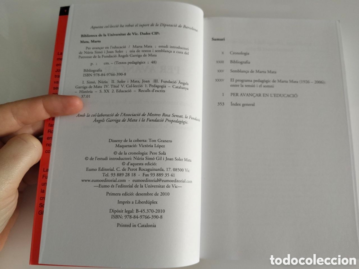 Libros de segunda mano: Marta Mata - Per avan&ccedil;ar en leducaci&oacute; - Foto 3