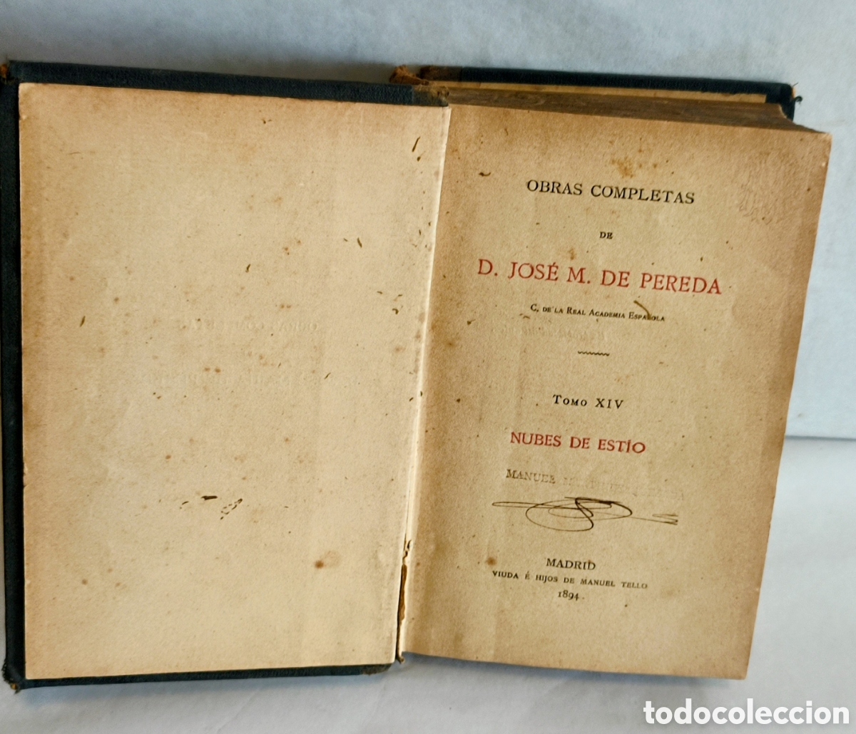 Libros de segunda mano: NUBES DE ESTI0 JOSE M DE PEREDA 1894