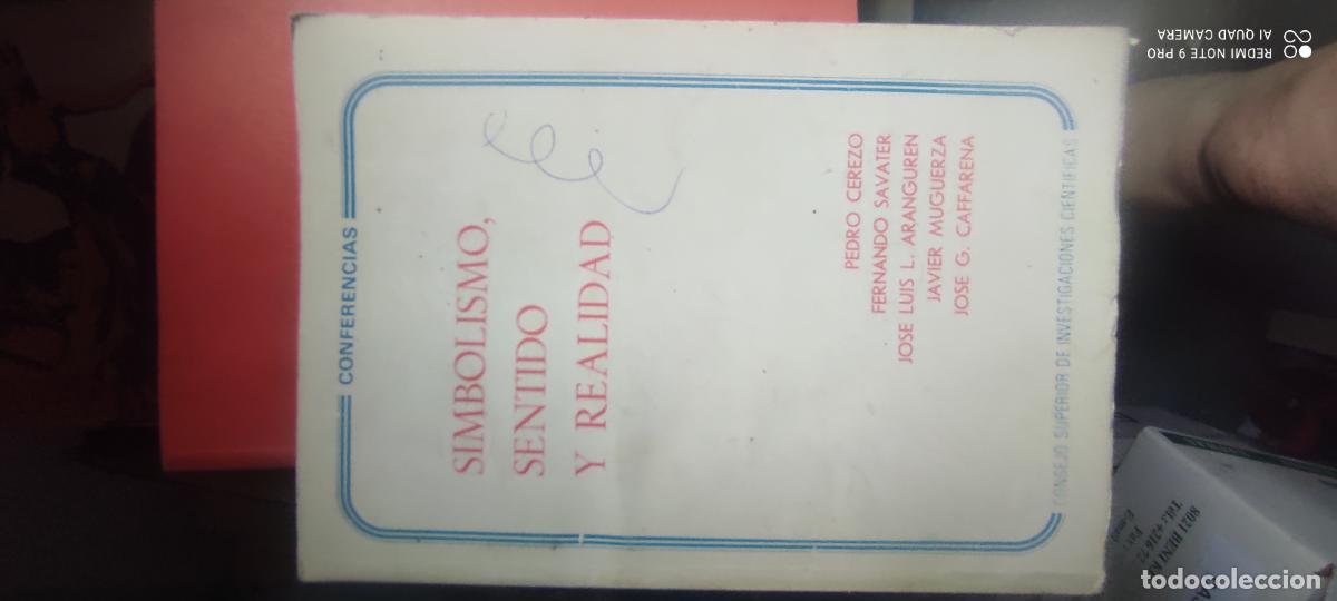Libros de segunda mano: SIMBOLISMO, SENTIDO Y REALIDAD. CONFERENCIAS. VVAA. Savater, Aranguren, Muguerza, etc. CSIC. 1979