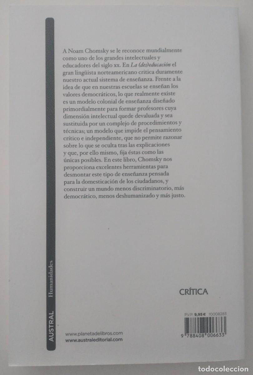 Libros de segunda mano: La (des)educaci&oacute;n -Chomsky, Noam - Foto 2