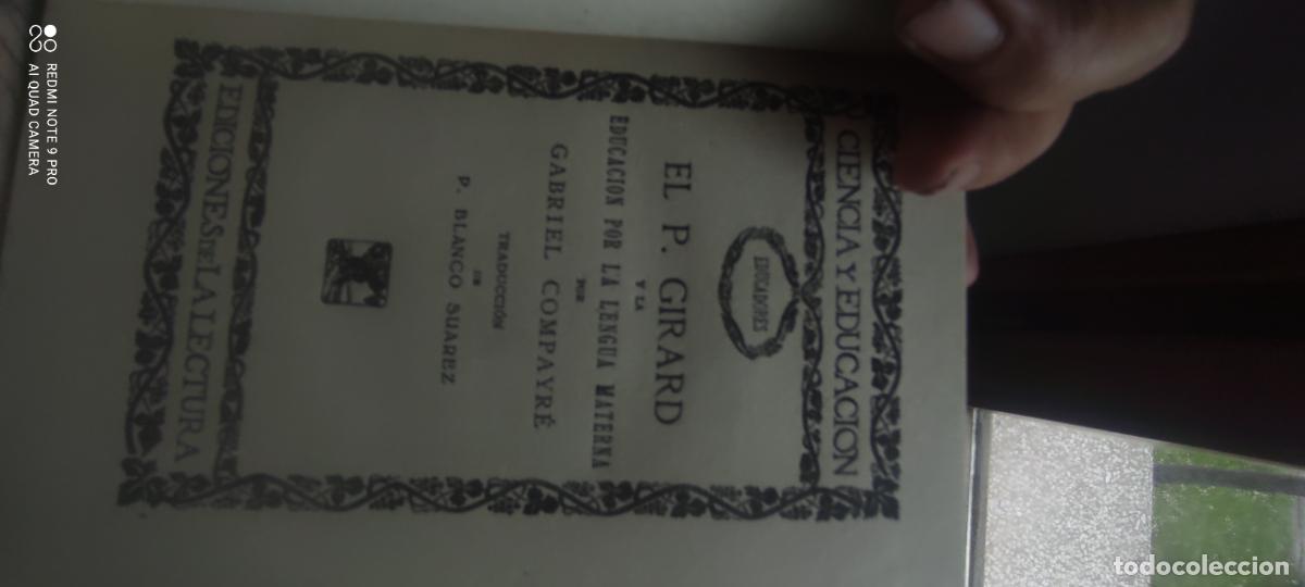 Libros de segunda mano: Ca. 1920. El P. GIRARD Y LA EDUCACI&Oacute;N POR LA LENGUA MATERNA. POR GABRIEL COMPAYR&Eacute;.