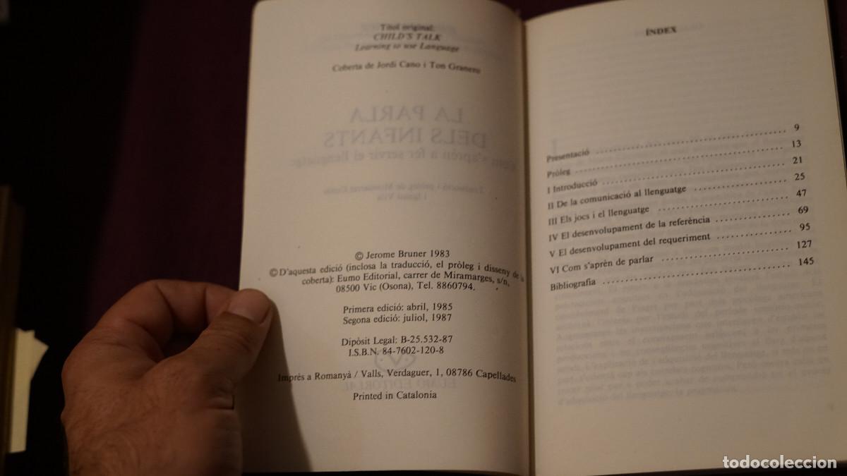 Libros de segunda mano: Jerome Bruner - La parla dels infants - Eumo 1987 - Foto 2