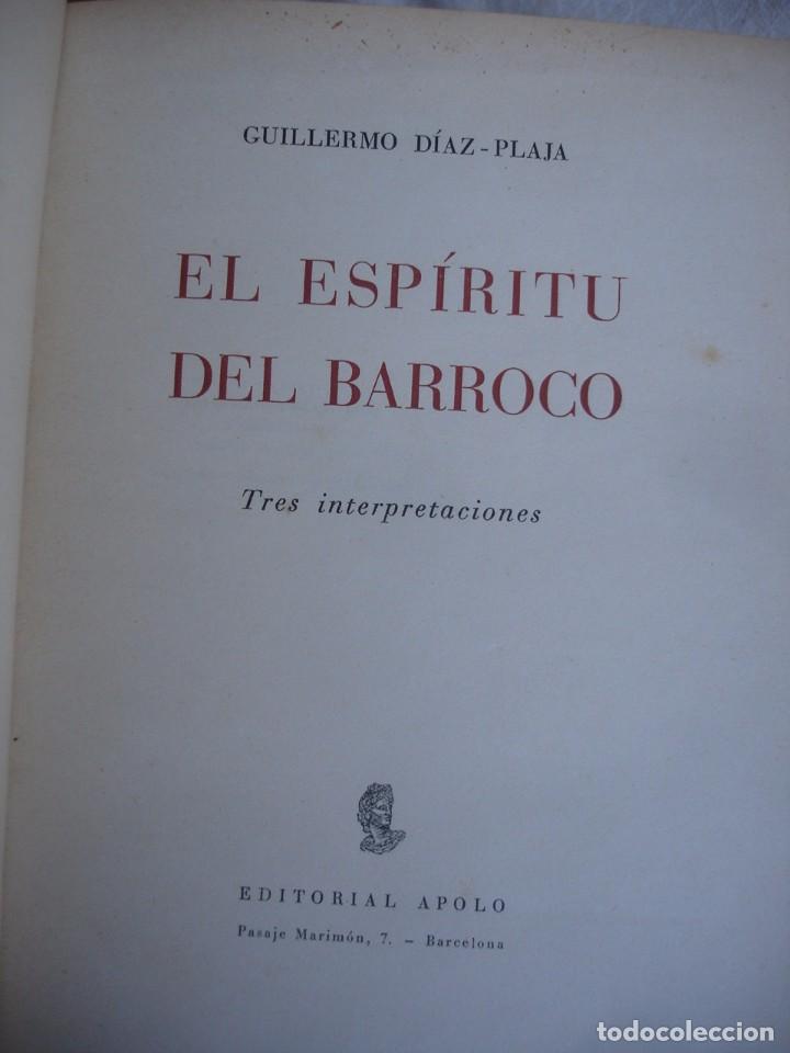 Libros de segunda mano: DIAZ-PLAJA, GUILLERMO: EL ESPIRITU DEL BARROCO - Foto 3