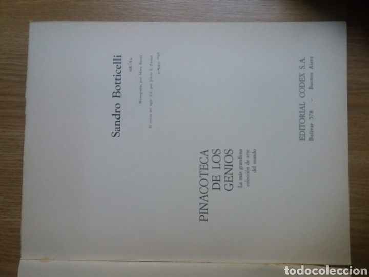 Libros de segunda mano: Pinacoteca de los genios. Botticelli. 6. Ed. Codex. 1964 - Foto 3