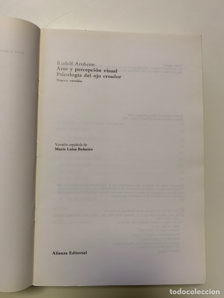 Libros de segunda mano: Arte y percepci&oacute;n visual. Rudolf Arnheim. Ed.alianza Forma - Foto 2