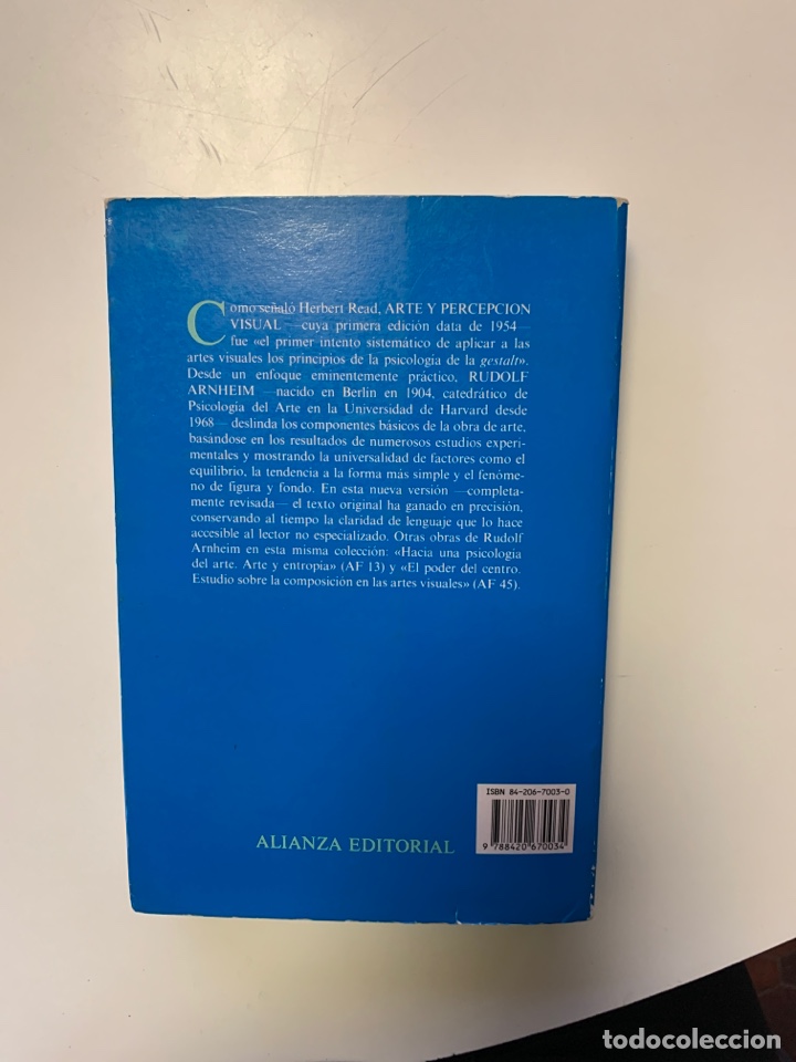 Libros de segunda mano: Arte y percepci&oacute;n visual. Rudolf Arnheim. Ed.alianza Forma - Foto 4