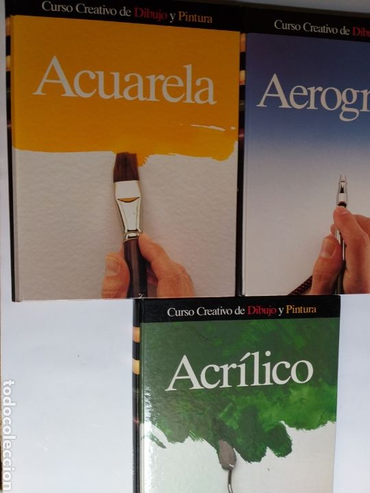 Libros de segunda mano: Acuarela aerograf&iacute;a acr&iacute;lico 3 tomos curso creativo de dibujo y pintura . T&eacute;cnicas de pintura
