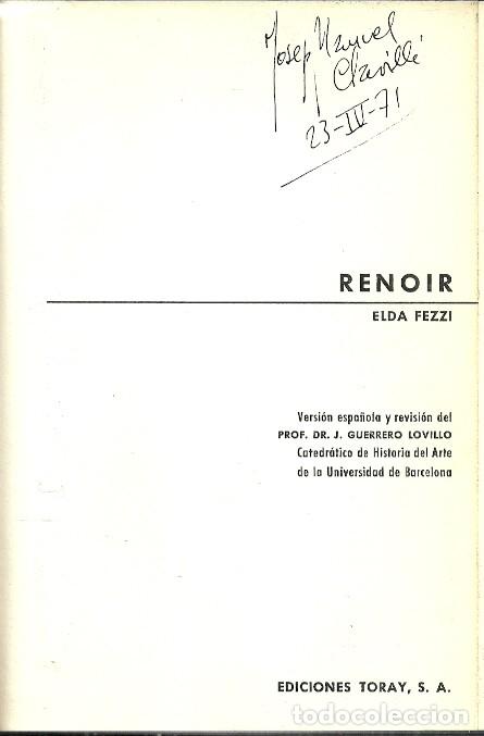 Libros de segunda mano: RENOIR - ELDA FEZZI - EDICIONES TORAY - PRIMERA EDICI&Oacute;N - 1969 - Foto 2