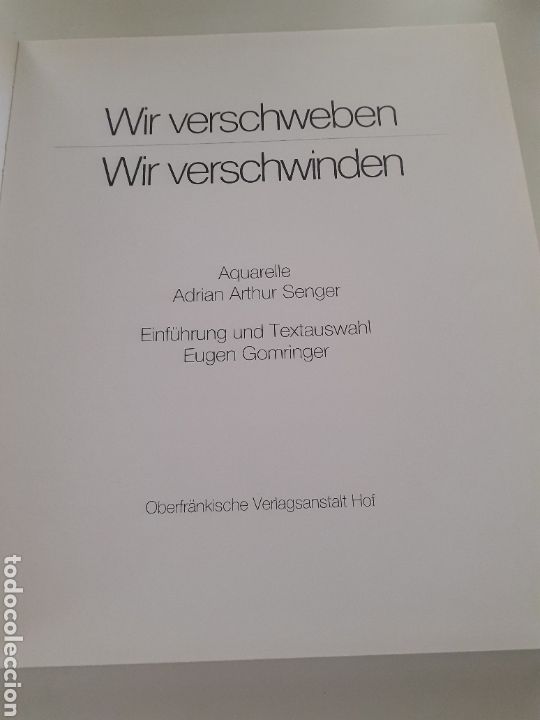 Libros de segunda mano: Wir verschweben wir verschwinden, Adrian Arthur Senger, Eugen Gomringer, 1991 alem&aacute;n - Foto 3