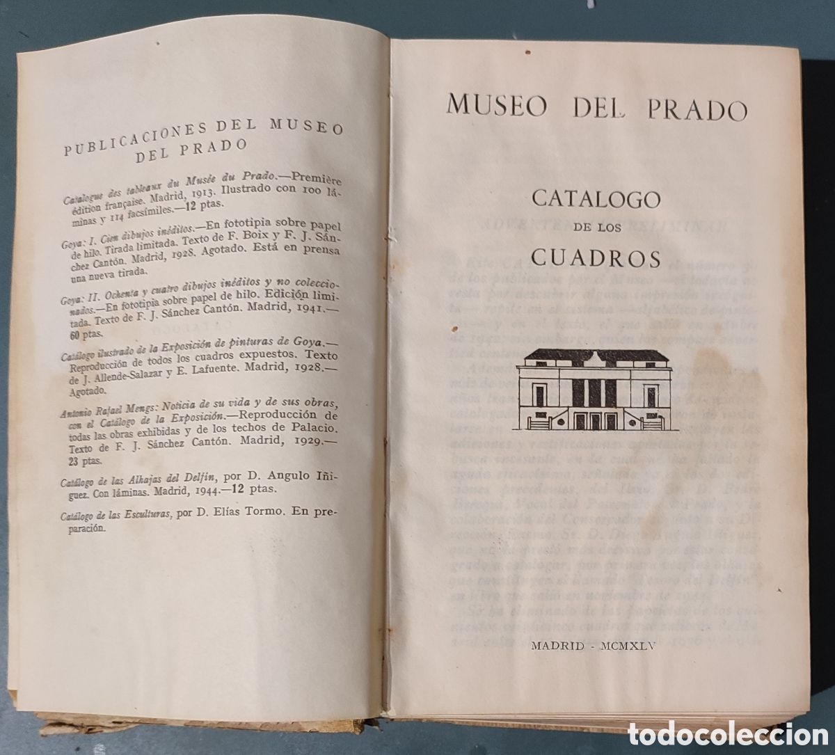 Libros de segunda mano: Cat&aacute;logo de los cuadros .museo del Prado .1945 - Foto 1