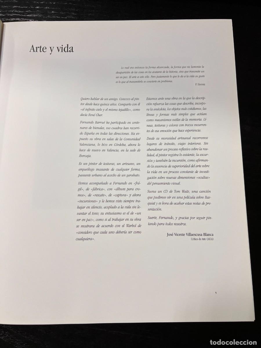 Libros de segunda mano: FERNANDO BARRU&Eacute; DE LA BARRERA. INCURSIONES. VALENCIA. SALA EXPOSICIONES IBERCAJA 2000. - Foto 4