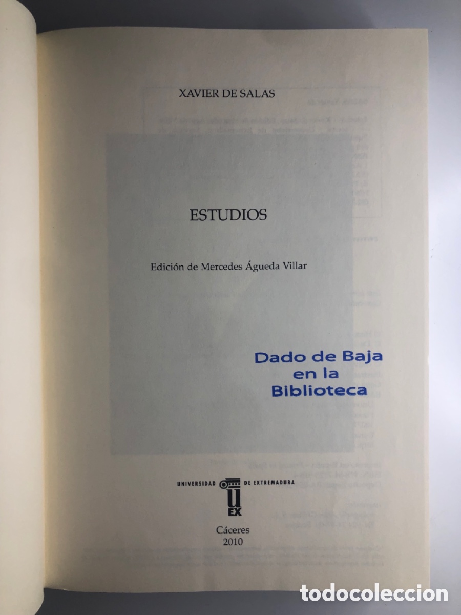 Libros de segunda mano: ESTUDIOS. XAVIER DE SALAS. - Foto 2