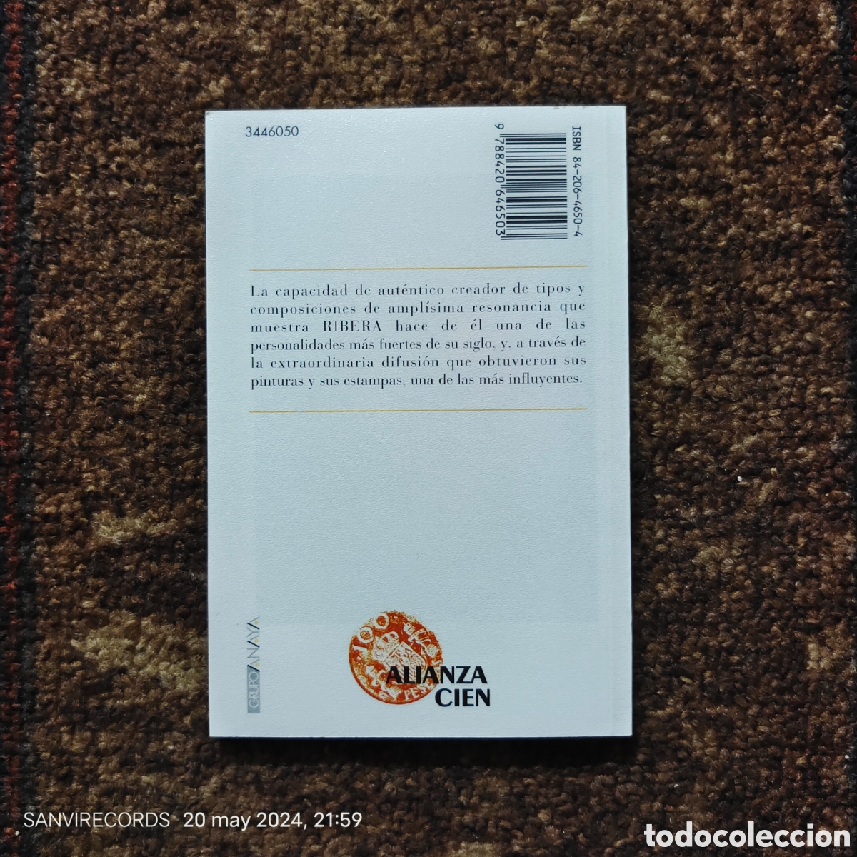 Libros de segunda mano: ALFONSO E. P&Eacute;REZ S&Aacute;NCHEZ (RIBERA) (ALIANZA CIEN) - Foto 2