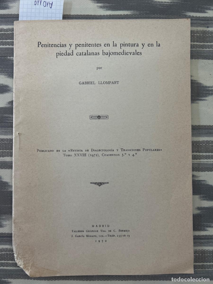 Libros de segunda mano: PENITENCIAS Y PENITENTES EN LA PINTURA Y EN LA PIEDAD CATALANAS BAJOMEDIEVALES, GABRIEL LLOMPART