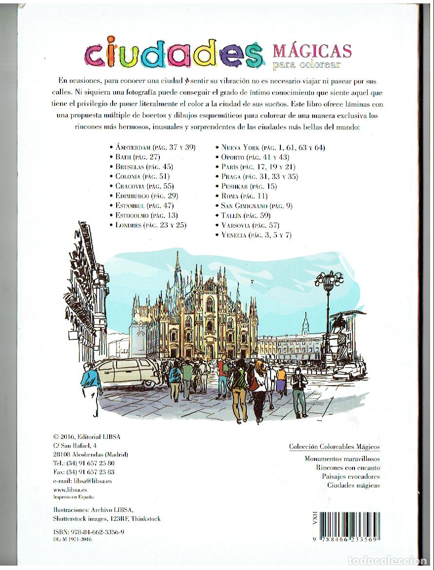 Libros de segunda mano: LIBRO PARA COLOREAR. CIUDADES M&Aacute;GICAS. LIBSA, 2016.(P/D23) - Foto 2