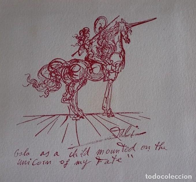 Libros de segunda mano: Libro 1950 con portada ilustrada dibujo Salvador Dal&iacute; Gala montada sobre el unicornio de mi destino
