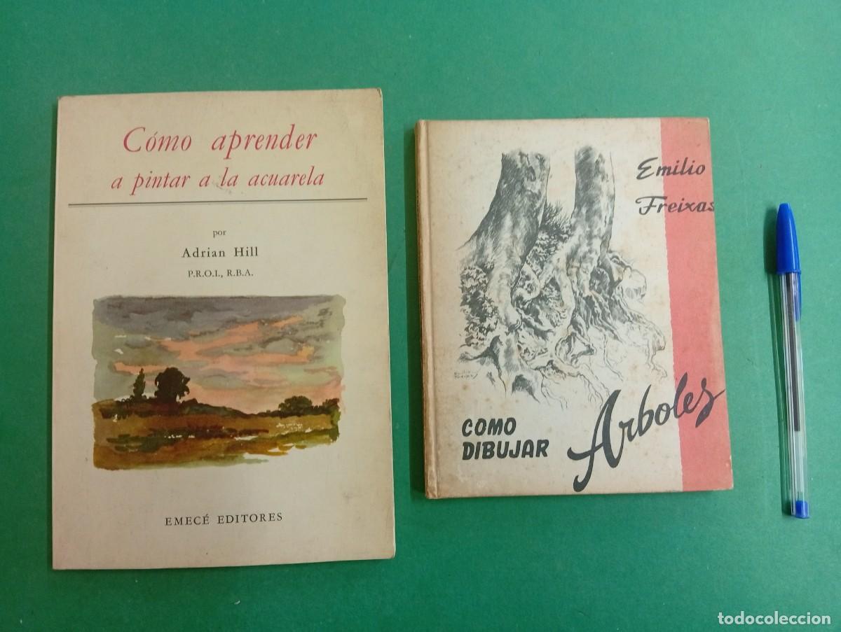 Libros de segunda mano: Lote de 2 antiguos libros de pintura-dibujo. C&oacute;mo aprender dibujar Arboles y pintar acuarela.