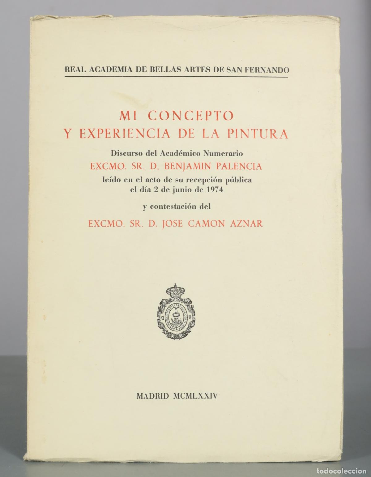 Libros de segunda mano: Mi concepto y experiencia de la pintura - Benjamin Palencia - Real Academia de Bellas Artes de San