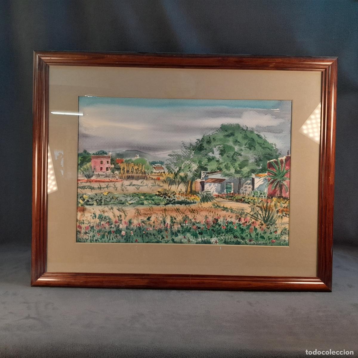 Libri di seconda mano: B-1943. PAISAJE RURAL CON CASAS ACUARELA SOBRE PAPEL. X/BERTA
