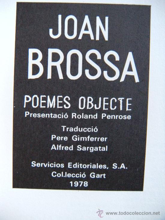 Libros de segunda mano: JOAN BROSSA. POEMES OBJECTE. A&Ntilde;O 1978 - Foto 2