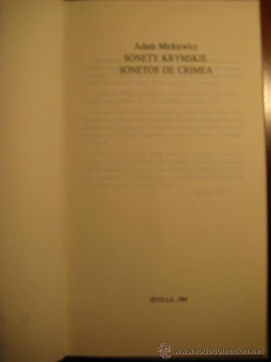 Libros de segunda mano: Sonetos de Crimea. ADAM MICKIEWICK - Foto 1