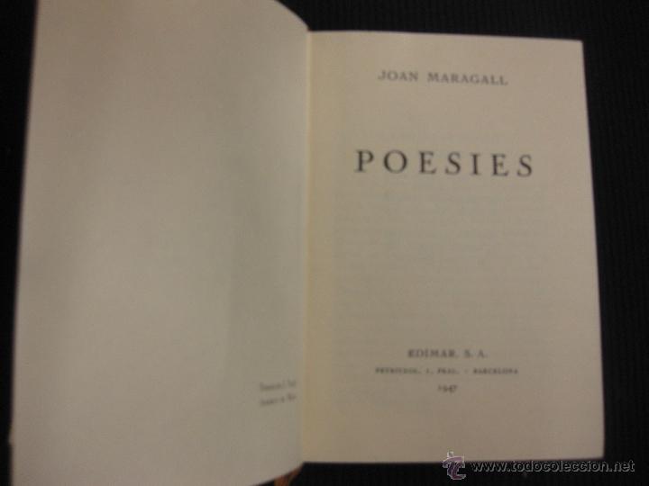 Libros de segunda mano: POESIES. JOAN MARAGALL. EDIMAR 1947. - Foto 2